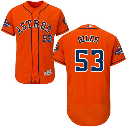 Astros #53 Ken Giles Orange Flexbase Authentic Collection World Series Champions Stitched MLB Jersey
